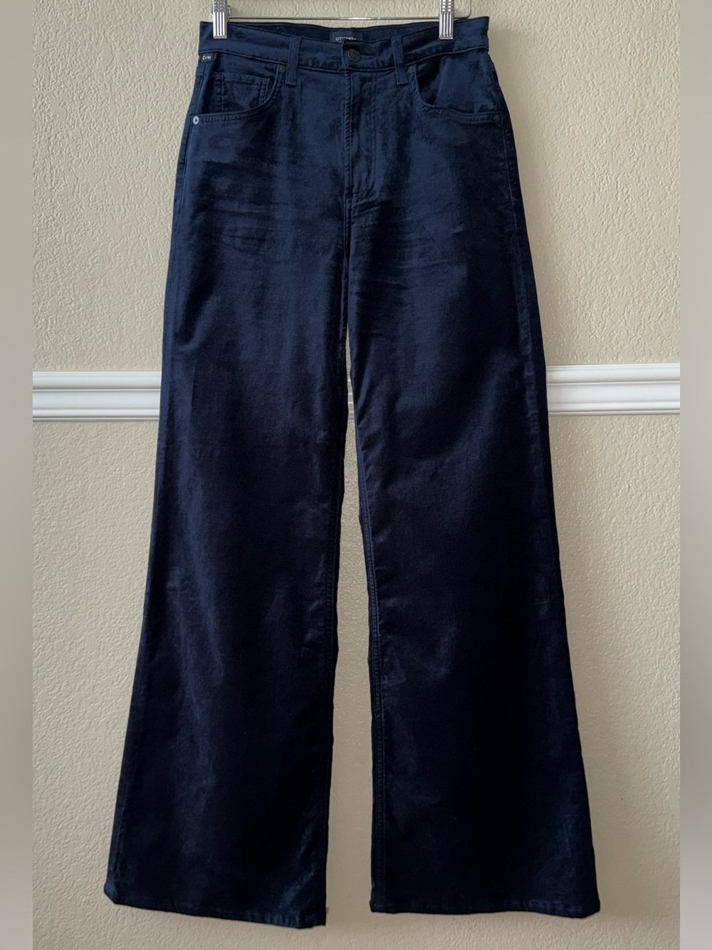 Citizens of Humanity Paloma Baggy Wide Leg Jeans Velvet Navy Blue 25